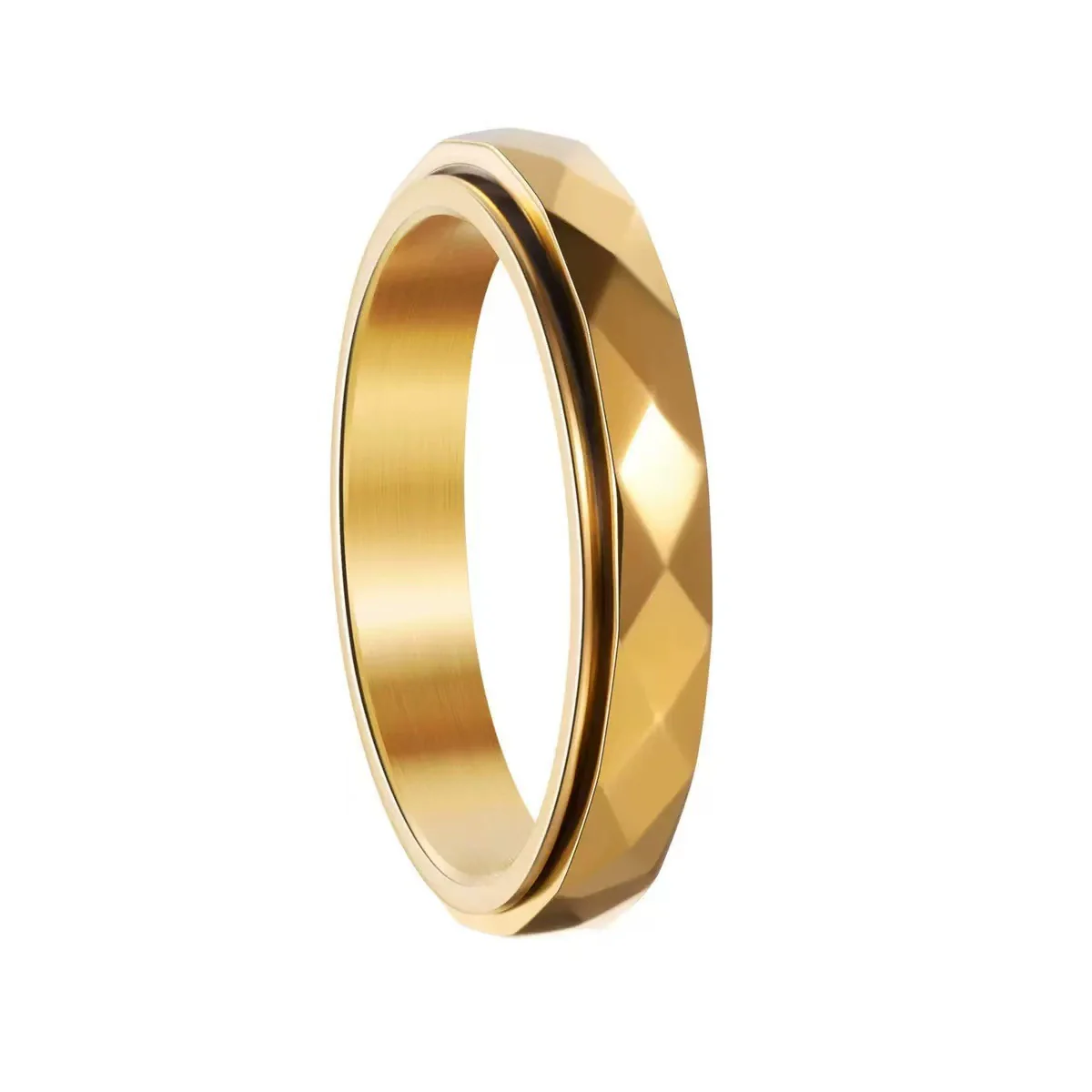 Stainless Steel Rhombus Faceted Electroplated Simple Zircon Ring For Women And Couple - Image 9