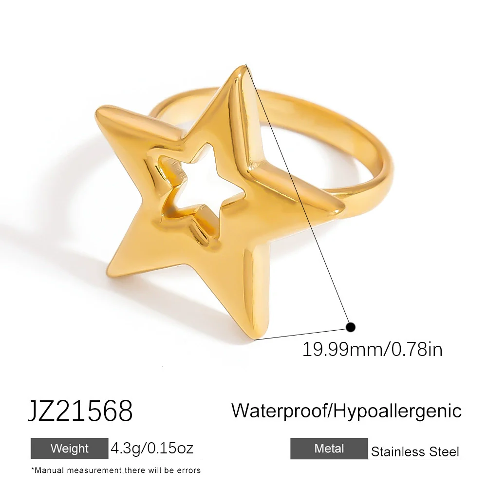 Stainless Steel Ring Ocean Series Starfish Shell Geometric Fashion Minimalist Electroplated Women's Jewelry - Image 9