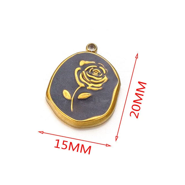 Stainless Steel Rose Enamel Jewelry Pendant For Women Diy Handmade Accessories With Electroplating - Image 6