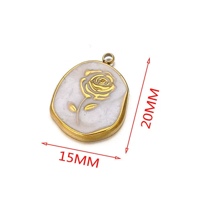 Stainless Steel Rose Enamel Jewelry Pendant For Women Diy Handmade Accessories With Electroplating - Image 8
