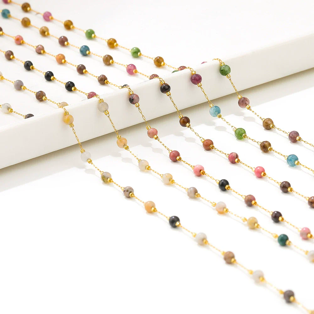 Stainless Steel Round Bead Chain Bracelet Necklace Electroplated Diy Jewelry Accessories - Image 3