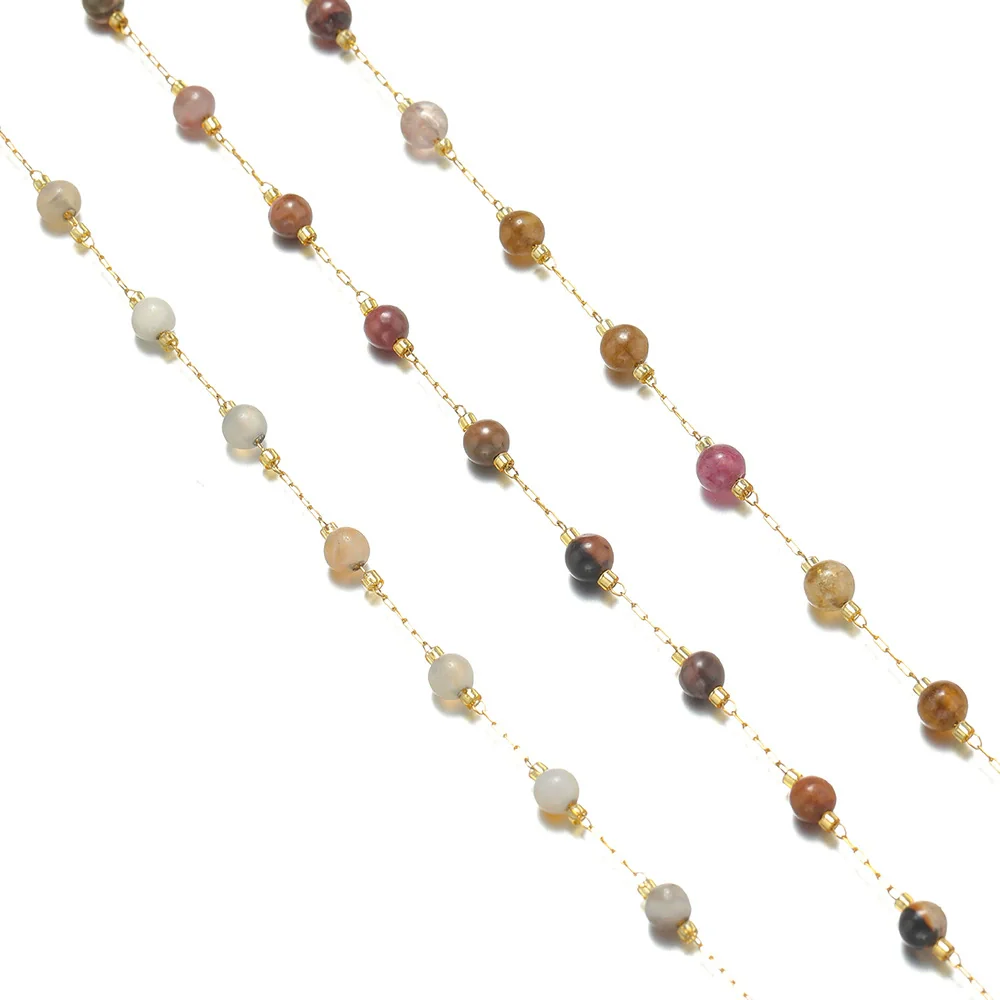 Stainless Steel Round Bead Chain Bracelet Necklace Electroplated Diy Jewelry Accessories - Image 4