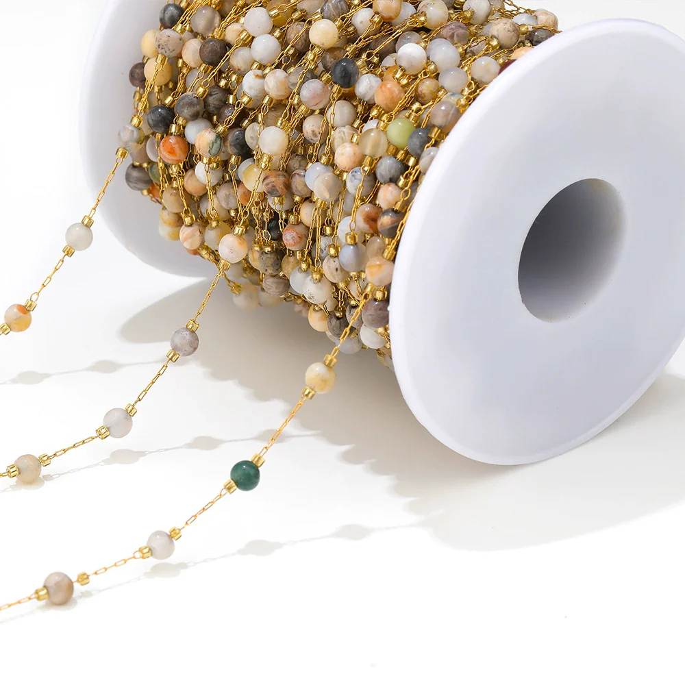 Stainless Steel Round Bead Chain Bracelet Necklace Electroplated Diy Jewelry Accessories - Image 6