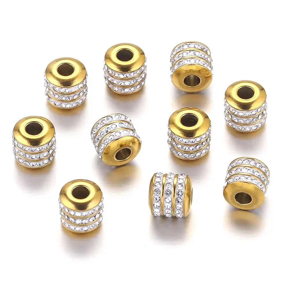 Stainless Steel Round Bead Electroplated Diamond Beads Bracelet And Necklace Jewelry Accessories