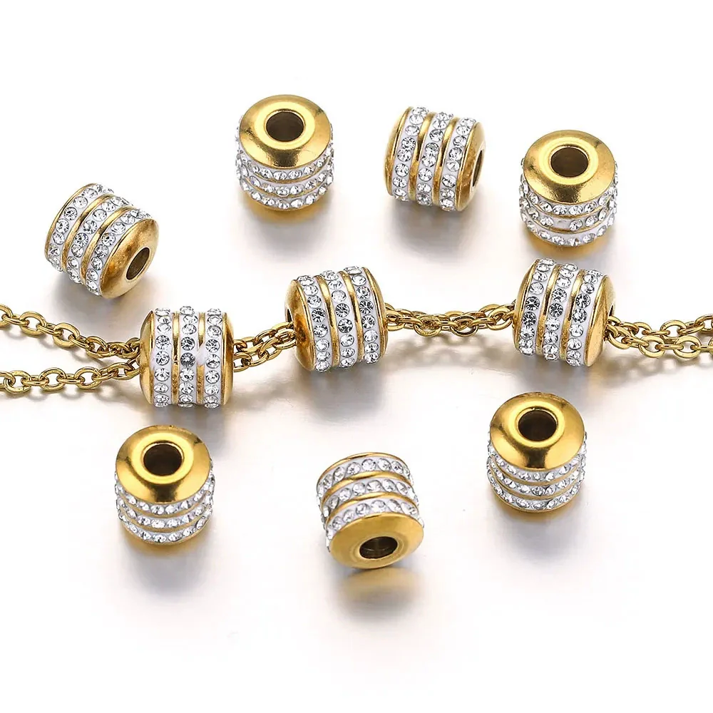 Stainless Steel Round Bead Electroplated Diamond Beads Bracelet And Necklace Jewelry Accessories - Image 2