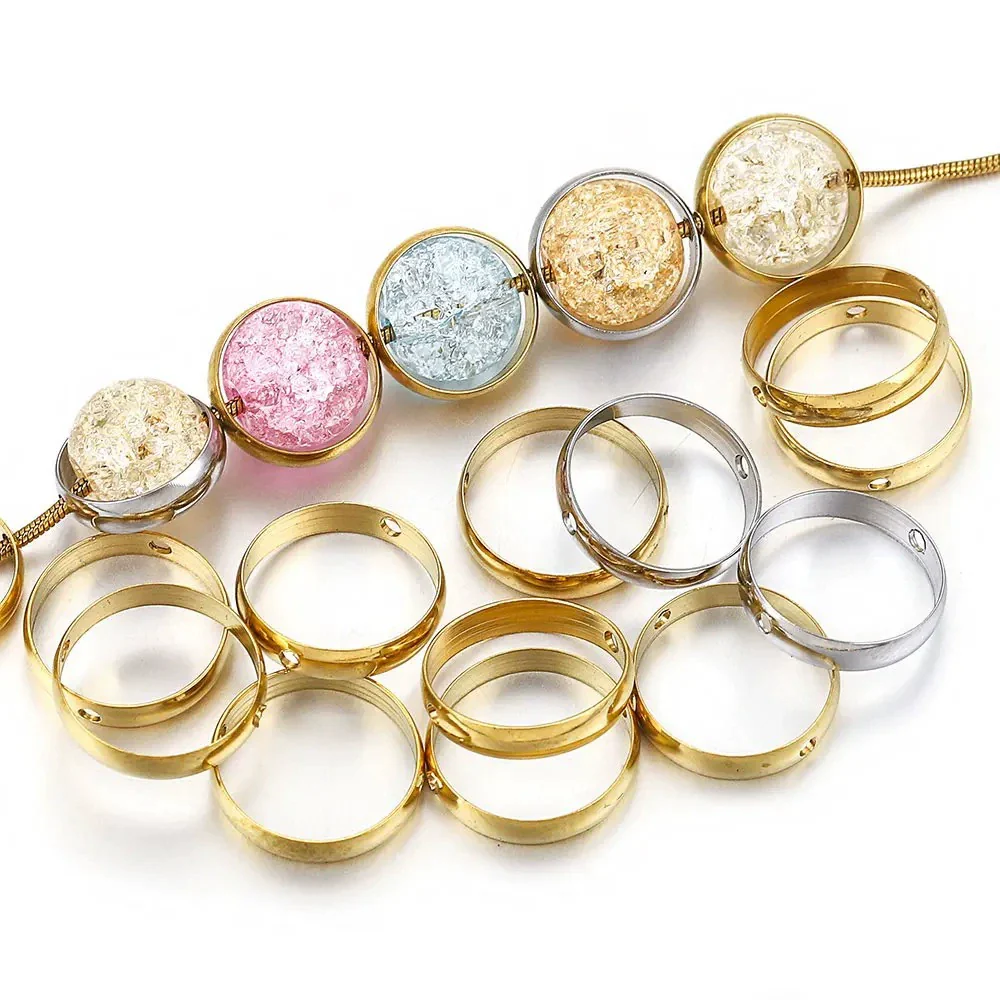 Stainless Steel Round Bead Electroplated Diy Jewelry Accessories Bracelet Necklace Spacer - Image 2