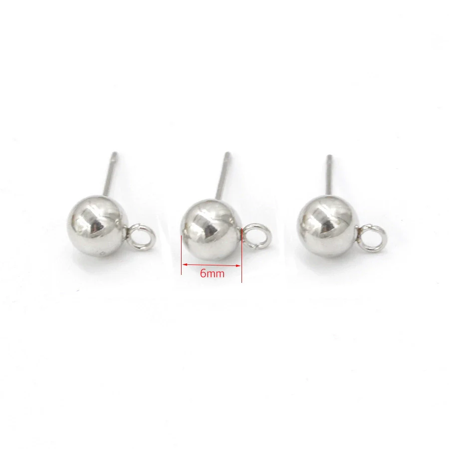 Stainless Steel Round Bead Handmade Ear Studs And Earrings Jewelry Accessories With Glossy Finish And Polish Processing