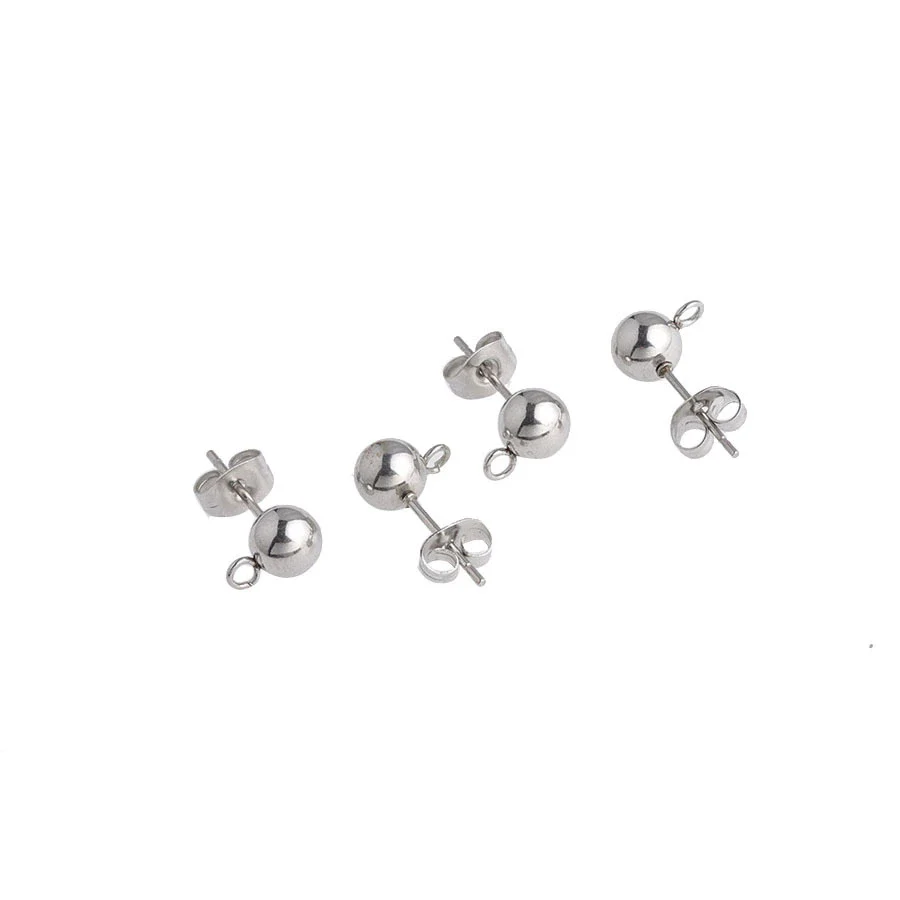 Stainless Steel Round Bead Handmade Ear Studs And Earrings Jewelry Accessories With Glossy Finish And Polish Processing - Image 5