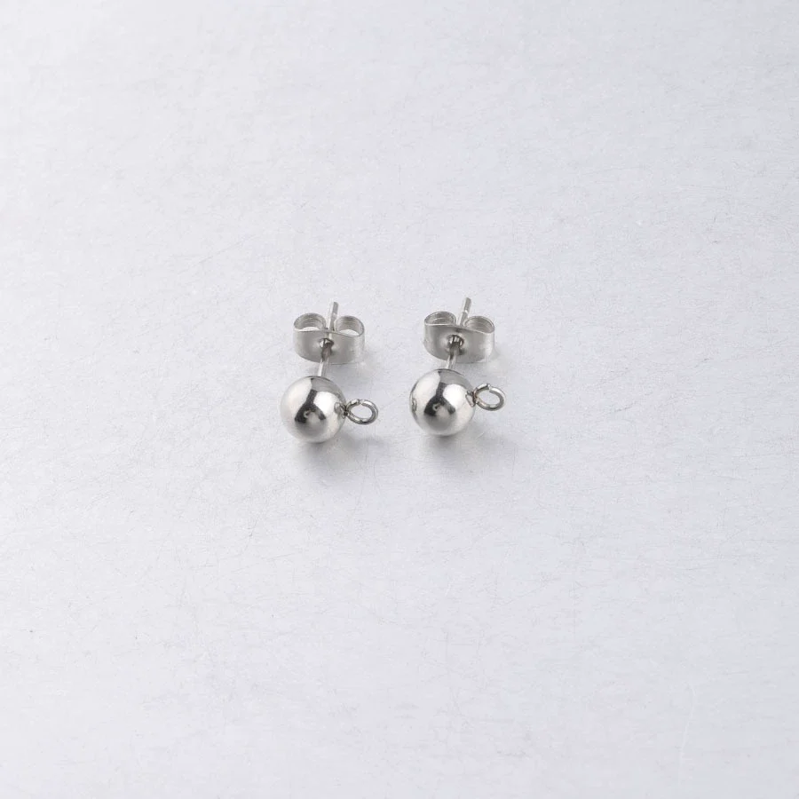 Stainless Steel Round Bead Handmade Ear Studs And Earrings Jewelry Accessories With Glossy Finish And Polish Processing - Image 6