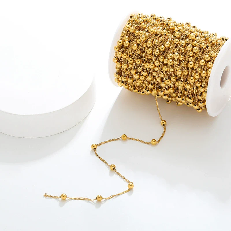 Stainless Steel Round Beads Water Wave Chain Jewelry Accessories With Dripping Oil Treatment And Geometric Style - Image 3