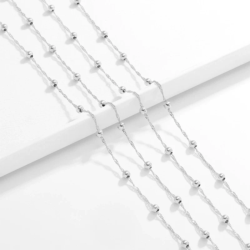 Stainless Steel Round Beads Water Wave Chain Jewelry Accessories With Dripping Oil Treatment And Geometric Style - Image 6