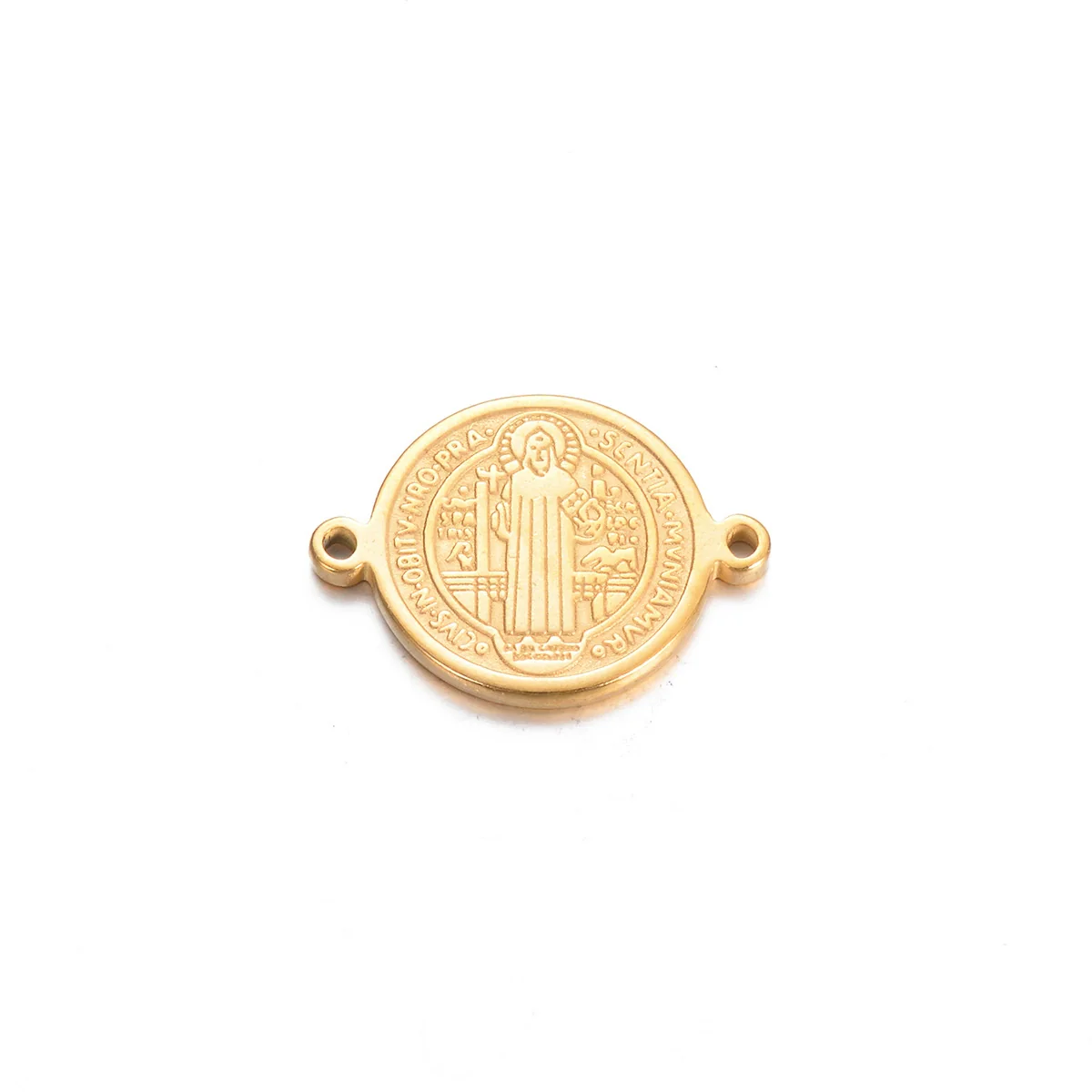 Stainless Steel Round Cross Double Hole Oil Pressure Diy Pendant For Bracelet Necklace Accessories Electroplated - Image 14