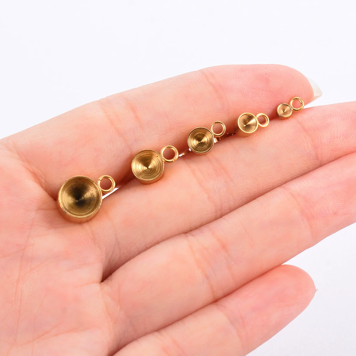 Stainless Steel Round Diamondstudded Earring Base With Lifting Ear Pin And Welding Ring Electroplated Accessories - Image 3