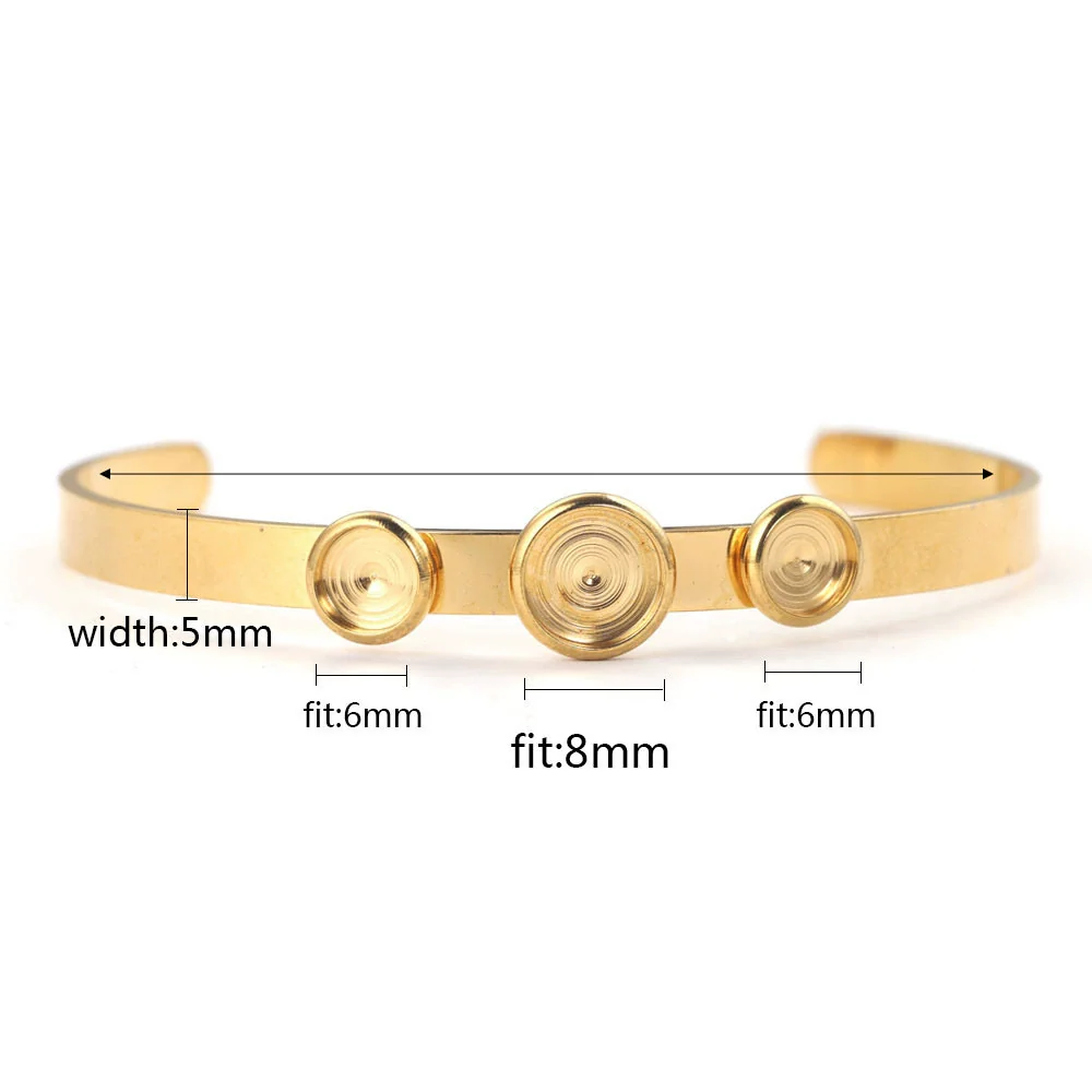 Stainless Steel Round Diy Jewelry Accessories Bracelet With Polishing And 18K Gold Vacuum Plating - Image 2