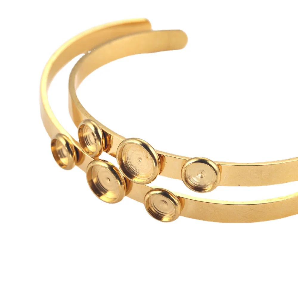 Stainless Steel Round Diy Jewelry Accessories Bracelet With Polishing And 18K Gold Vacuum Plating - Image 5