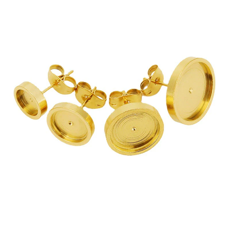 Stainless Steel Round Earring Holder With Gemstone And Ear Plugs Electroplating Diy Earring Accessories - Image 4