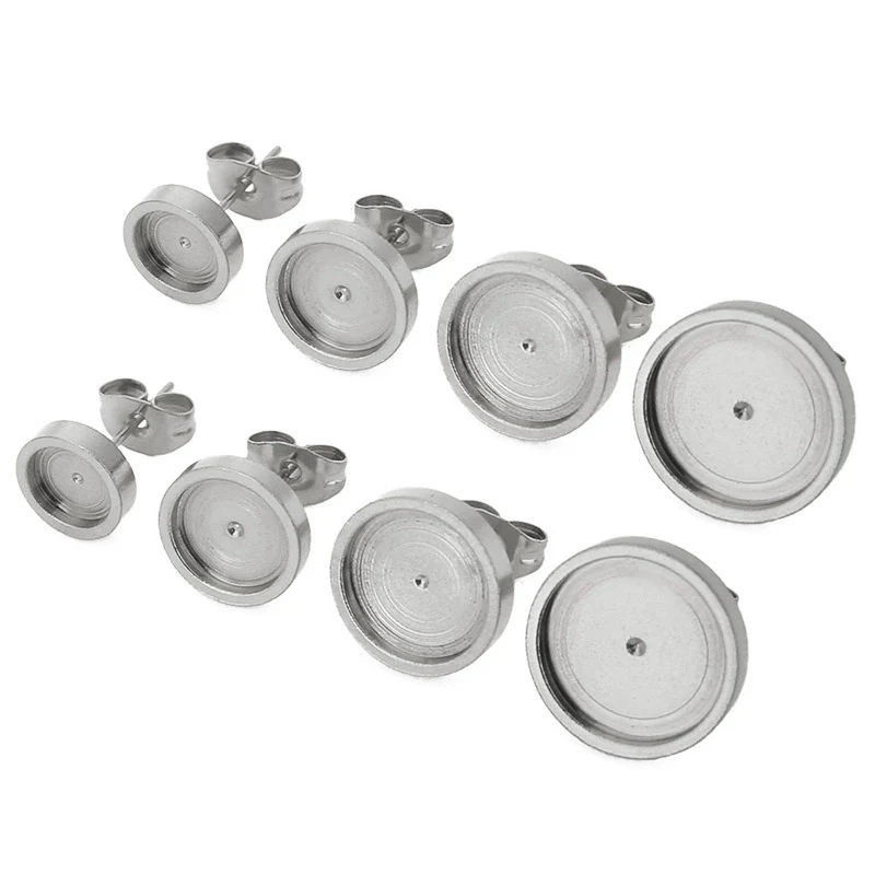 Stainless Steel Round Earring Holder With Gemstone And Ear Plugs Electroplating Diy Earring Accessories - Image 5