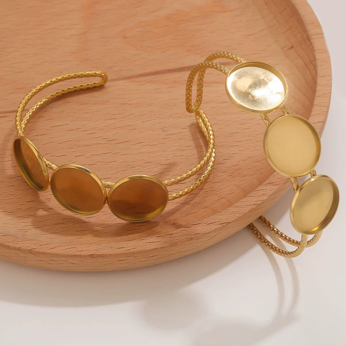 Stainless Steel Round Gemstone Bracelet 18K Gold Vacuum Plated Diy Jewelry Accessory - Image 2