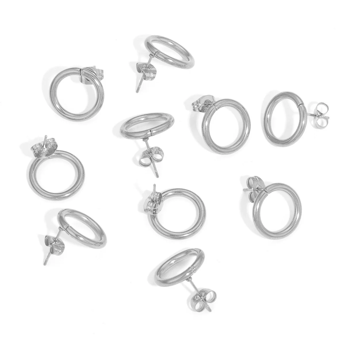 Stainless Steel Round Geometric Electroplated Handmade Earrings - Image 2