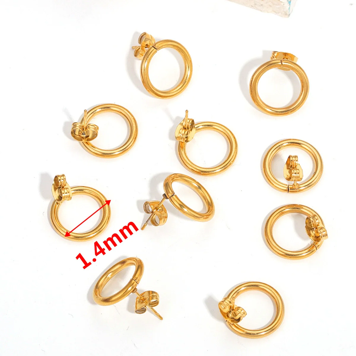 Stainless Steel Round Geometric Electroplated Handmade Earrings - Image 3
