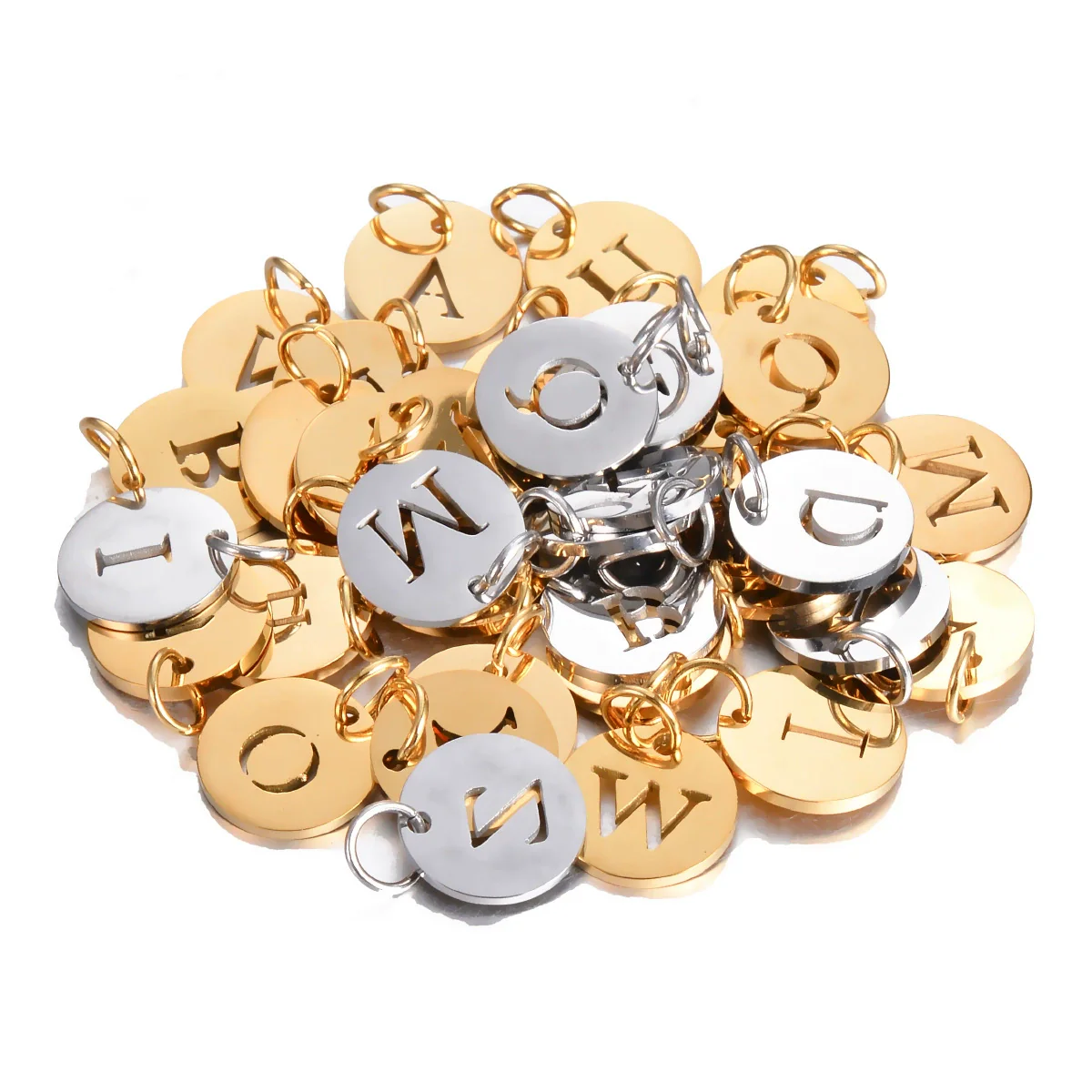 Stainless Steel Round Hollow English Letters Pendant Diy Jewelry Accessories Electroplated - Image 5