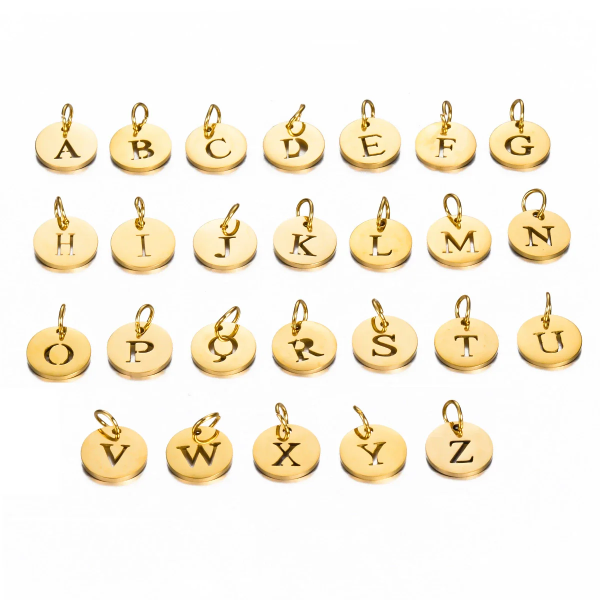 Stainless Steel Round Hollow English Letters Pendant Diy Jewelry Accessories Electroplated - Image 7