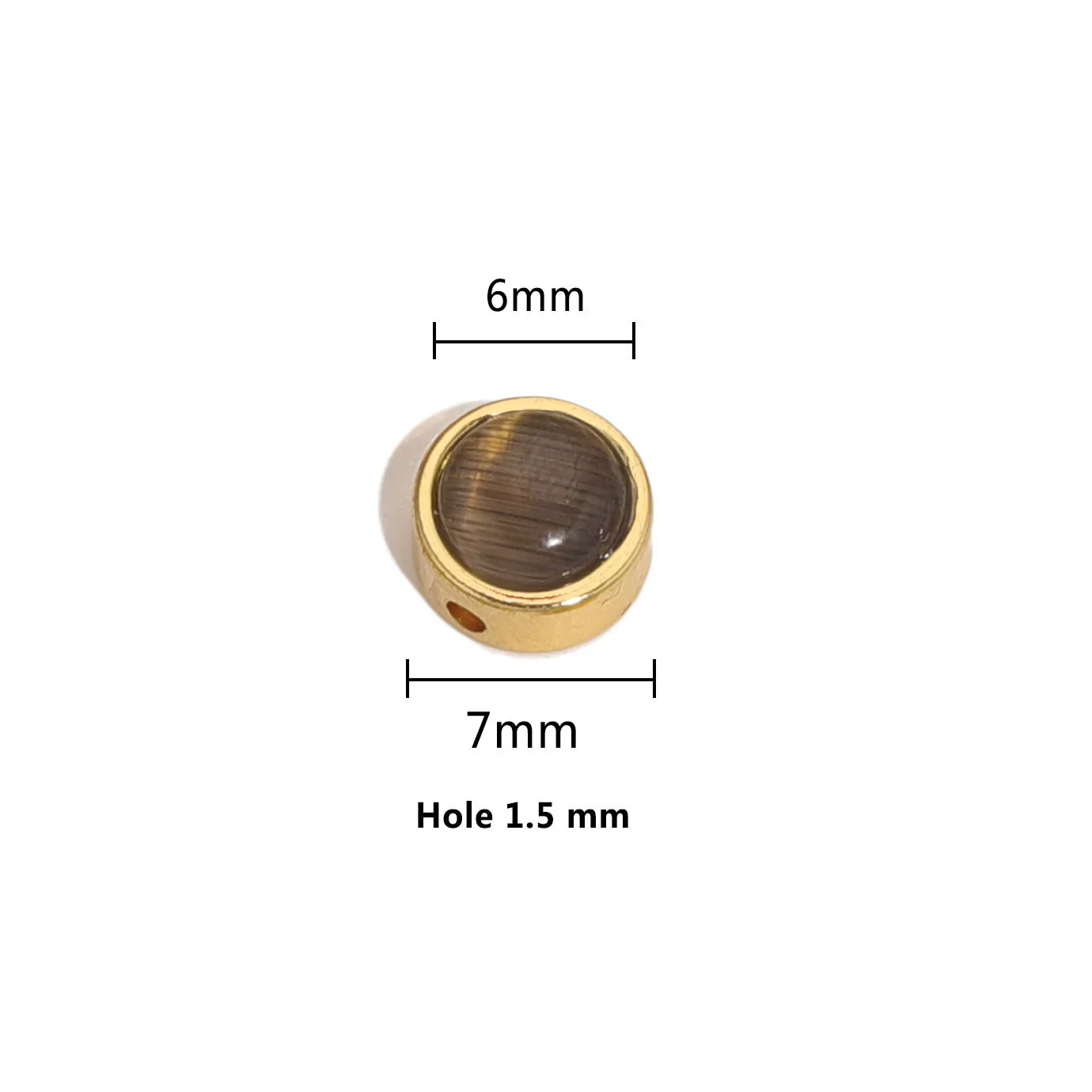Stainless Steel Round Loose Beads Diy Jewelry Accessories With Cat's Eye Stone And Electroplating Treatment - Image 18