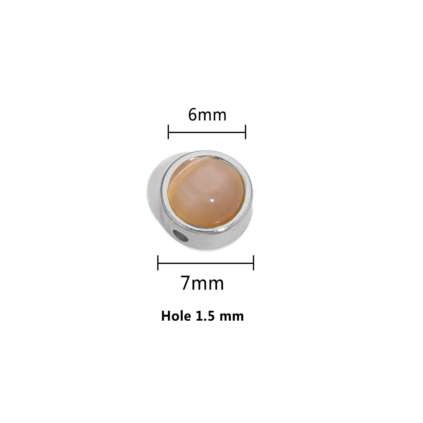 Stainless Steel Round Loose Beads Diy Jewelry Accessories With Cat's Eye Stone And Electroplating Treatment - Image 9