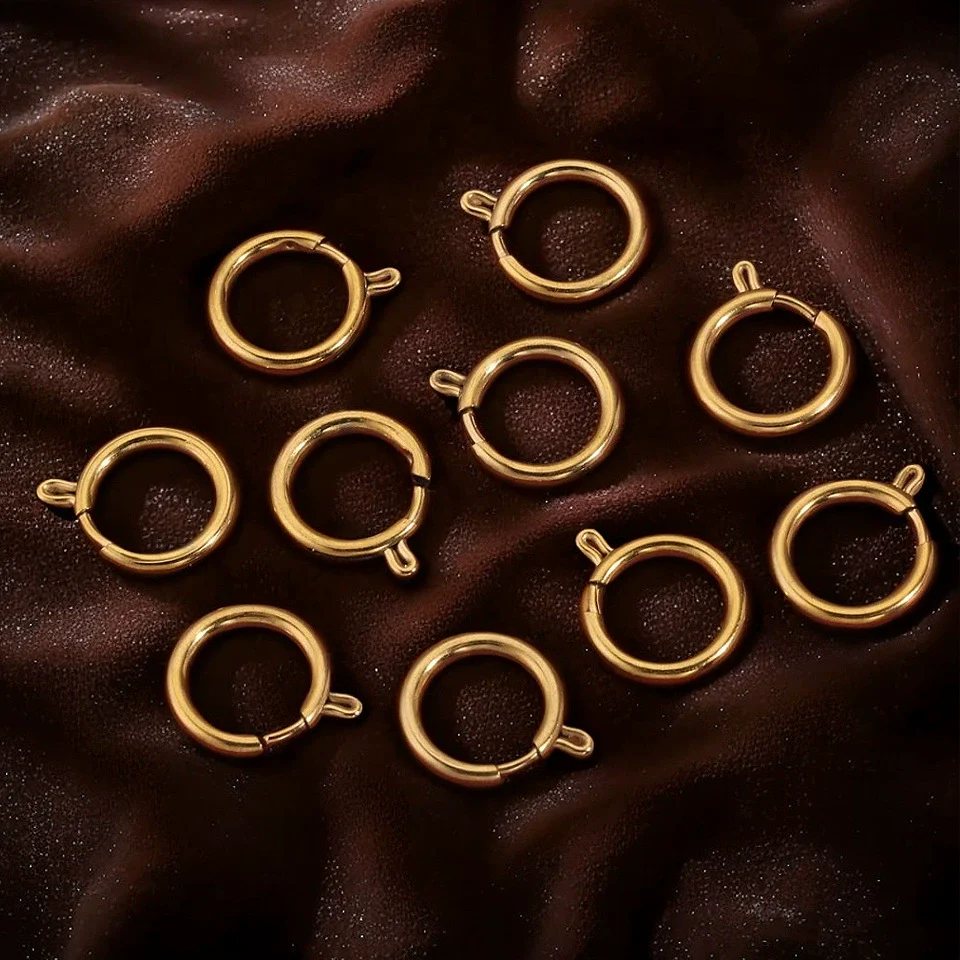 Stainless Steel Round Necklace Buckle Slingshot Spring Buckle With Vacuum 18K Gold Plating For Diy Jewelry Wholesale - Image 2