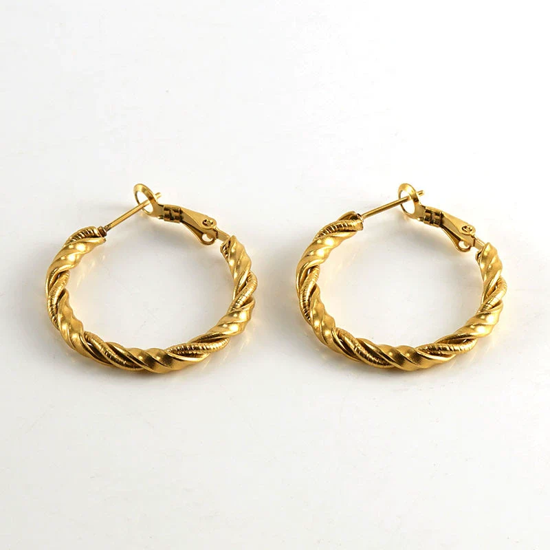 316L Stainless Steel Round Spiral Geometric Electroplated Women's Earrings - Image 5