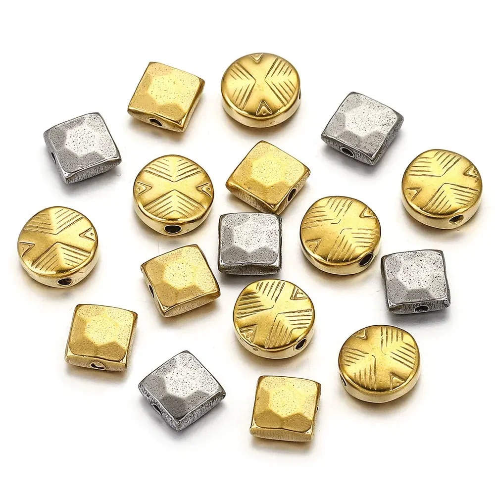 Stainless Steel Round Square Curved Spacer Positioning Beads Vacuum Gold Plated Diy Jewelry Accessories - Image 3