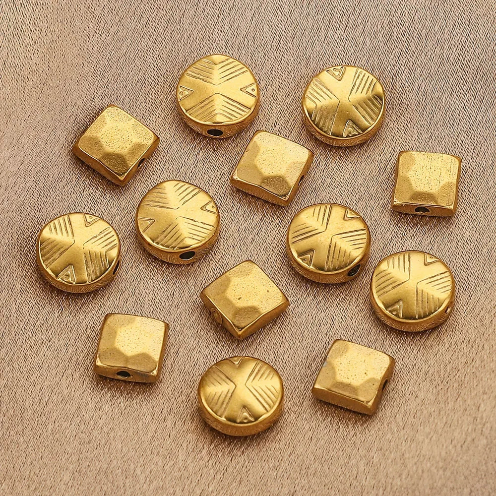 Stainless Steel Round Square Curved Spacer Positioning Beads Vacuum Gold Plated Diy Jewelry Accessories - Image 4