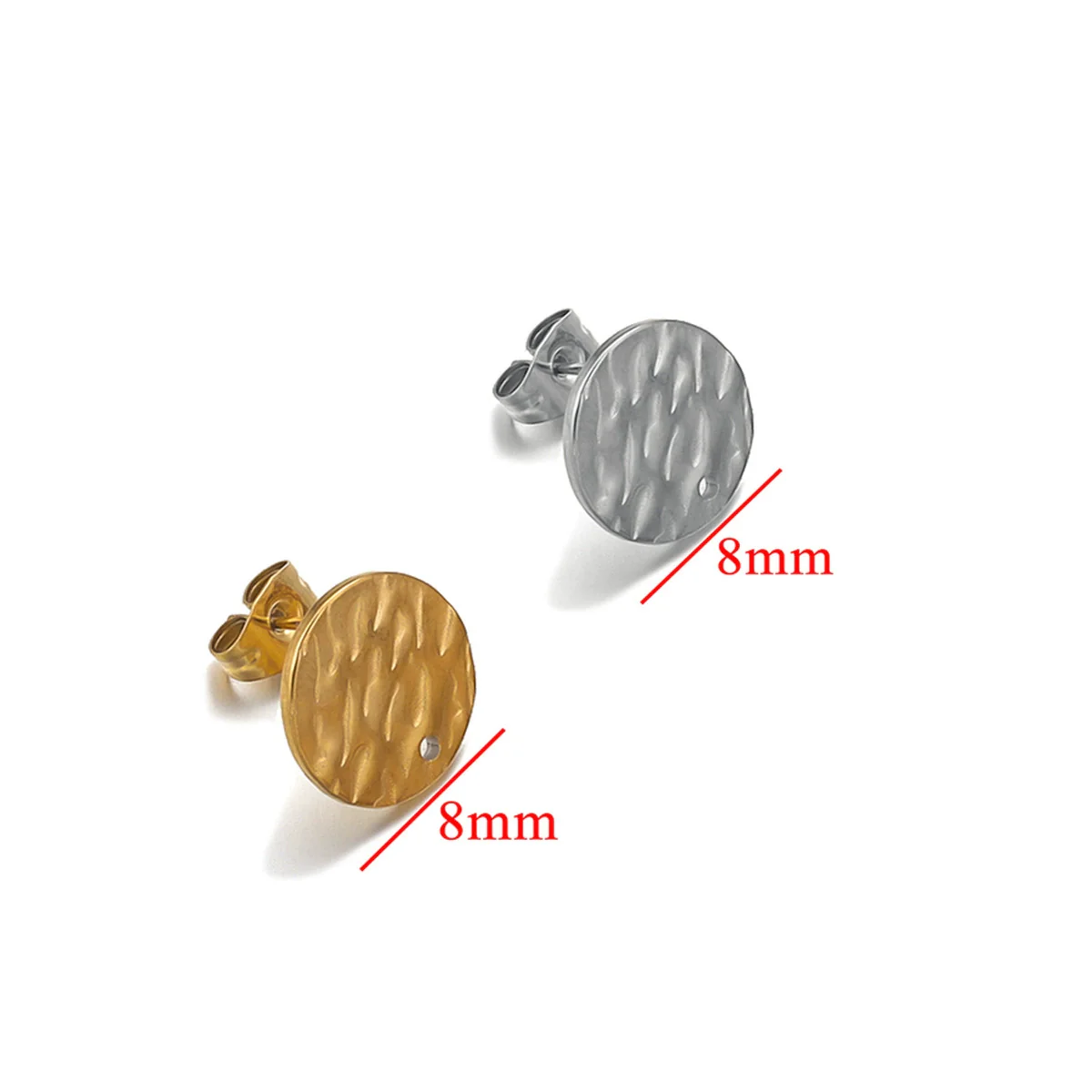 Stainless Steel Round Stud Earrings Irregular Embossed Electroplated Jewelry Accessories - Image 6