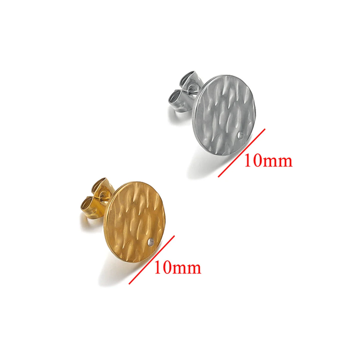 Stainless Steel Round Stud Earrings Irregular Embossed Electroplated Jewelry Accessories - Image 7