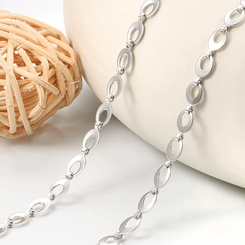 Stainless Steel Rugby Oval Chain Necklace Bracelet With Electrolytic Brightening