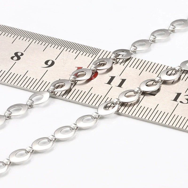 Stainless Steel Rugby Oval Chain Necklace Bracelet With Electrolytic Brightening - Image 3