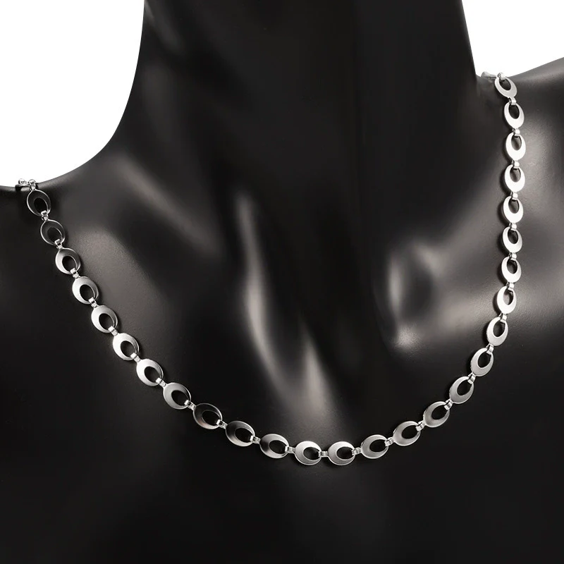 Stainless Steel Rugby Oval Chain Necklace Bracelet With Electrolytic Brightening - Image 4