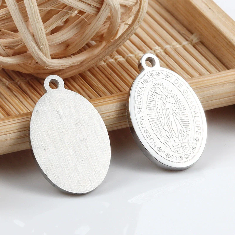 Stainless Steel Sandblasted Circular Ellipse Pendant Fashion Bracelet Necklace Accessories - Image 2