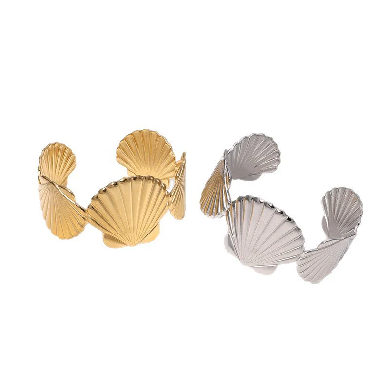 Stainless Steel Scallop Simple Open Bracelet Electroplated Jewelry For Women - Image 5