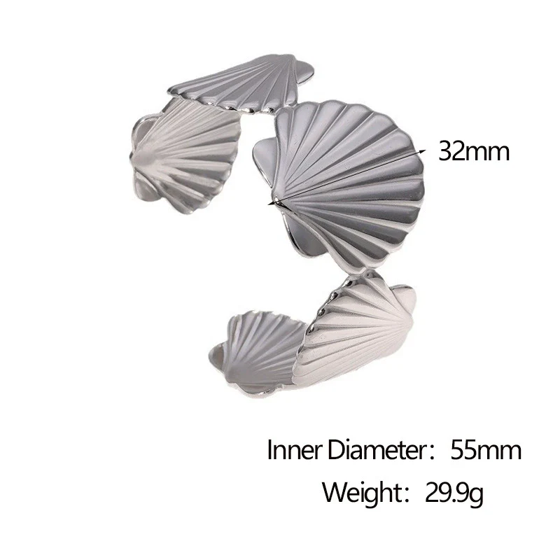 Stainless Steel Scallop Simple Open Bracelet Electroplated Jewelry For Women - Image 7