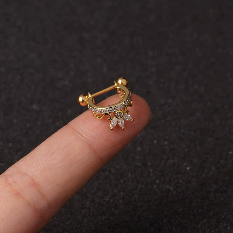 Stainless Steel Screw Earrings Microembedded Zircon Ushaped Women's Jewelry - Image 4