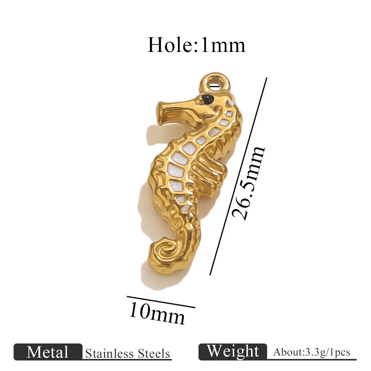 Stainless Steel Seahorse Pendant For Jewelry Electroplated With 18K Real Gold Oil Drop Colorful Ocean Style - Image 7