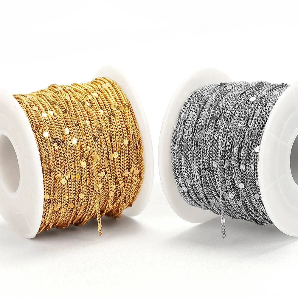 Stainless Steel Sequin Oshaped Electroplated Diy Handmade Jewelry Accessories Necklace Bracelet - Image 5