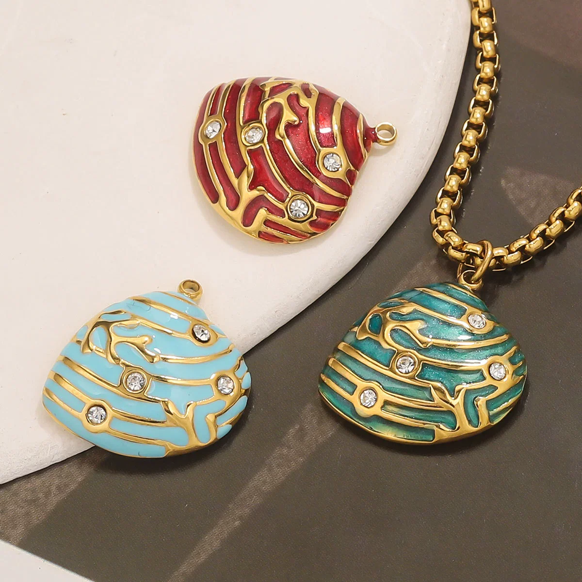 Stainless Steel Shell Pendant Electroplated Diy Jewelry Necklace Bracelet Accessories - Image 3