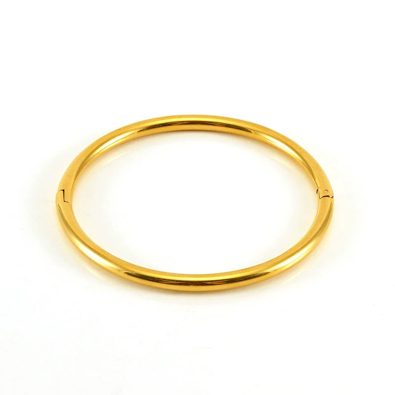 316L Stainless Steel Simple Niche Design Electroplating Round Plain Ring And Bracelet Hand Jewelry - Image 4