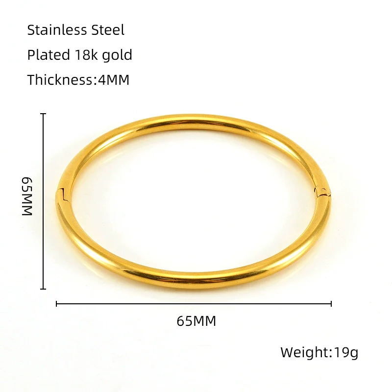 316L Stainless Steel Simple Niche Design Electroplating Round Plain Ring And Bracelet Hand Jewelry - Image 6