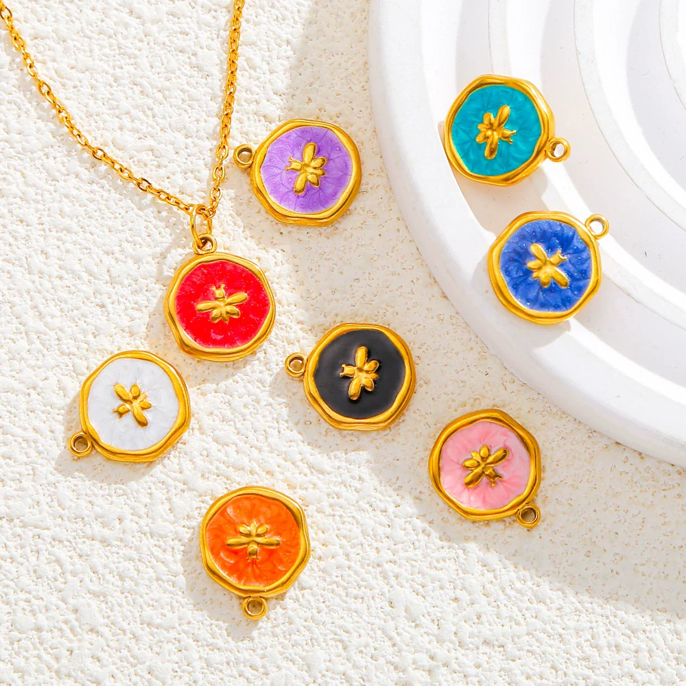 Stainless Steel Small Animal Bee Jewelry Accessories Dripping Oil Bracelet Necklace Earrings Pendant - Image 2
