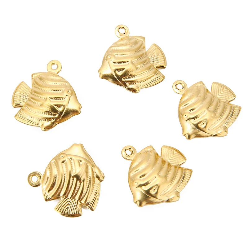 Stainless Steel Small Fish And Shell Pendant Accessories With Electroplating Natural Style - Image 3