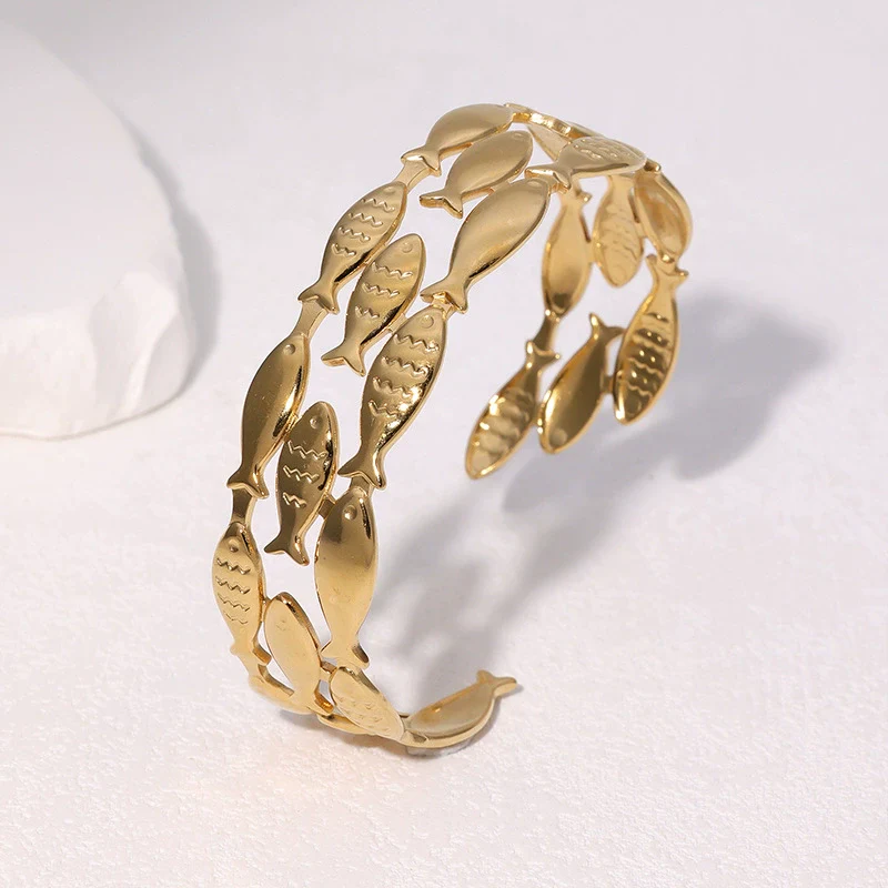 Stainless Steel Small Fish Bracelet For Women 18K Goldplated Highend Simple Fashion Hand Jewelry - Image 2
