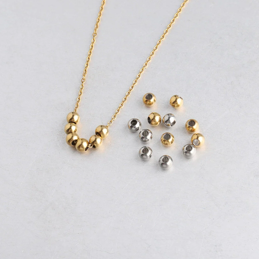 Stainless Steel Smooth Beads Electroplated Jewelry Accessories